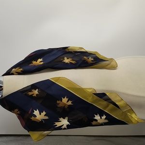 Oscardo blue/gold/multi print silk scarf